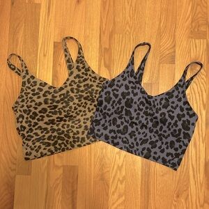 Leopard Print Sports Bras - Tan and Gray